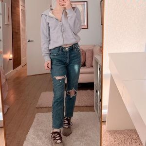 Abercrombie distressed high rise mom jeans